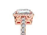 Rose gold Princess Cut Diamond Halo Engagement Ring with Pavé Band and Prong Setting_32
