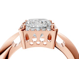 Rose gold Princess Cut Diamond Halo Engagement Ring with Split Shank and Four-Prong Setting_97