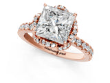 Rose gold Princess Cut Diamond Halo Pave Band with Four-Prong Setting_4
