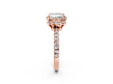 Rose gold Princess Cut Diamond Halo Pave Band with Four-Prong Setting_5