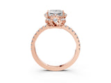Rose gold Princess Cut Diamond Halo Pave Band with Four-Prong Setting_6