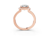 Rose gold Princess Cut Diamond Halo Ring with Bezel Frame and Pavé Band_10