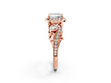 Rose gold Princess Cut Diamond Halo Ring with Milgrain Pavé Band and Four-Prong Setting_60