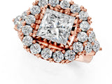 Rose gold Princess Cut Diamond Halo Ring with Pavé Band and Four-Prong Setting_42