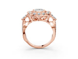 Rose gold Princess Cut Diamond Halo Ring with Pavé Band and Four-Prong Setting_44