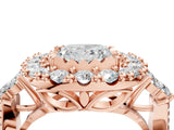 Rose gold Princess Cut Diamond Halo Ring with Pavé Band and Four-Prong Setting_45