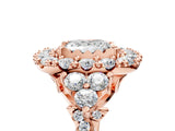 Rose gold Princess Cut Diamond Halo Ring with Pavé Band and Four-Prong Setting_46