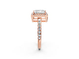 Rose gold Princess Cut Diamond Halo Ring with Pavé Band and Four-Prong Setting_5