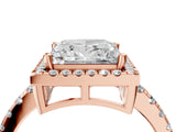 Rose gold Princess Cut Diamond Halo Ring with Pavé Band and Four-Prong Setting_7