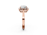 Rose gold Princess Cut Diamond Halo Ring with Round Brilliant Halo and Solitaire Band_106