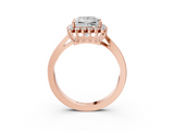 Rose gold Princess Cut Diamond Halo Ring with Round Brilliant Halo and Solitaire Band_107