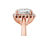Rose gold Princess Cut Diamond Halo Ring with Solitaire Band and Prong Setting_72