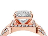 Rose gold Princess Cut Diamond Halo Ring with Split Shank and Bezel Accents and Four-Prong Setting_13