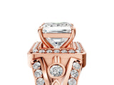 Rose gold Princess Cut Diamond Halo Ring with Split Shank and Bezel Accents and Four-Prong Setting_14