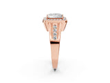 Rose gold Princess Cut Diamond Halo Ring with Split Shank and Bezel Accents and Prong Setting_16
