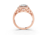 Rose gold Princess Cut Diamond Halo Ring with Split Shank and Bezel Accents and Prong Setting_17