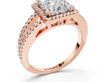 Rose gold Princess Cut Diamond Halo Split Shank Engagement Ring_54
