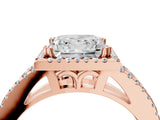 Rose gold Princess Cut Diamond Halo Split Shank Engagement Ring_58