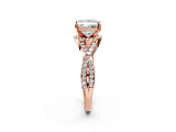 Rose gold Princess Cut Diamond  Halo Twist Band Solitaire Prong Setting Ring_111