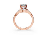 Rose gold Princess Cut Diamond  Halo Twist Band Solitaire Prong Setting Ring_112