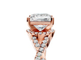 Rose gold Princess Cut Diamond  Halo Twist Band Solitaire Prong Setting Ring_114