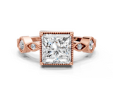 Rose gold Princess Cut Diamond Milgrain Marquise Band with Prong Setting_3