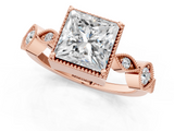 Rose gold Princess Cut Diamond Milgrain Marquise Band with Prong Setting_4
