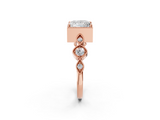 Rose gold Princess Cut Diamond Milgrain Marquise Band with Prong Setting_5