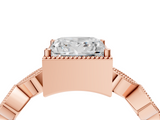Rose gold Princess Cut Diamond Milgrain Marquise Band with Prong Setting_7