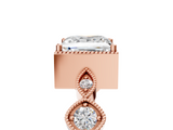 Rose gold Princess Cut Diamond Milgrain Marquise Band with Prong Setting_8