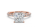 Rose gold Princess Cut Diamond Pavé Band Ring with Four-Prong Setting_40