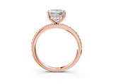 Rose gold Princess Cut Diamond Pavé Band Ring with Four-Prong Setting_43