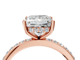 Rose gold Princess Cut Diamond Pavé Band Ring with Four-Prong Setting_44