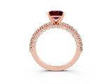 Rose gold Princess Cut Diamond Pavé Band Solitaire Ring with Prong Setting_15