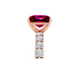 Rose gold Princess Cut Diamond Pavé Band Solitaire Ring with Prong Setting_17
