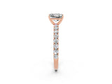 Rose gold Princess Cut Diamond Pavé Band Solitaire Ring with Prong Setting_2