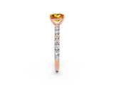 Rose gold Princess Cut Diamond Pavé Band Solitaire Ring with Prong Setting_2
