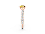 Rose gold Princess Cut Diamond Pavé Band Solitaire Ring with Prong Setting_2