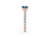 Rose gold Princess Cut Diamond Pavé Band Solitaire Ring with Prong Setting_2