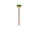 Rose gold Princess Cut Diamond Pavé Band Solitaire Ring with Prong Setting_2