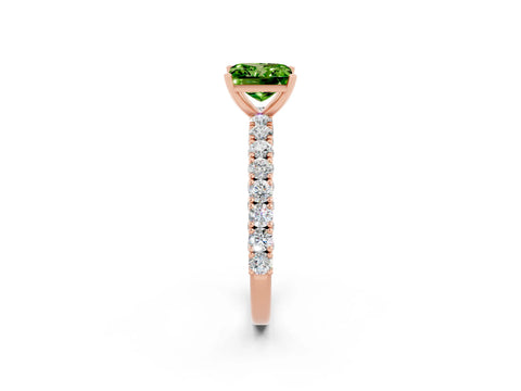 Rose gold Princess Cut Diamond Pavé Band Solitaire Ring with Prong Setting_2
