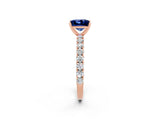 Rose gold Princess Cut Diamond Pavé Band Solitaire Ring with Prong Setting_2