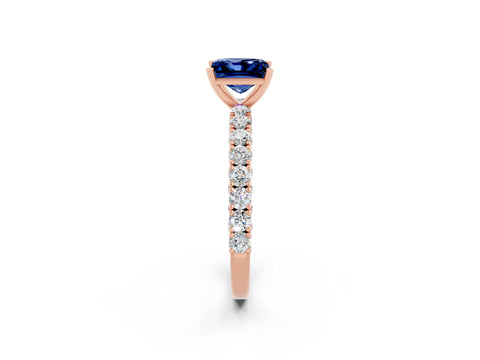 Rose gold Princess Cut Diamond Pavé Band Solitaire Ring with Prong Setting_2