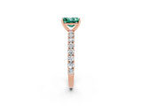 Rose gold Princess Cut Diamond Pavé Band Solitaire Ring with Prong Setting_2