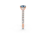Rose gold Princess Cut Diamond Pavé Band Solitaire Ring with Prong Setting_2