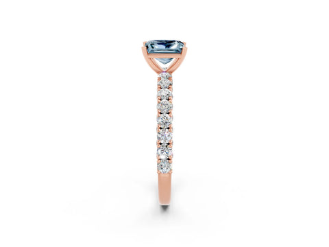 Rose gold Princess Cut Diamond Pavé Band Solitaire Ring with Prong Setting_2