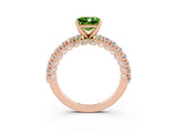 Rose gold Princess Cut Diamond Pavé Band Solitaire Ring with Prong Setting_3