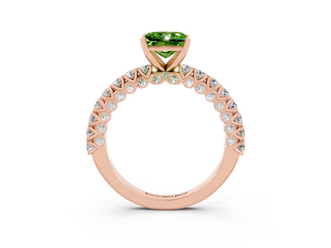 Rose gold Princess Cut Diamond Pavé Band Solitaire Ring with Prong Setting_3