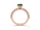 Rose gold Princess Cut Diamond Pavé Band Solitaire Ring with Prong Setting_3