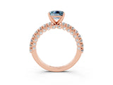 Rose gold Princess Cut Diamond Pavé Band Solitaire Ring with Prong Setting_3